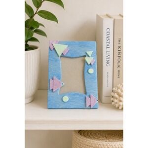 Vintage‎ Blue Fish Picture Frame Coastal Ocean Decor Nautical Resin Frame Beachy